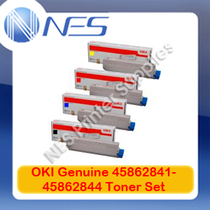 OKI Genuine 45862841-45862844 BK/C/M/Y Toner Set for MC853/MC853dn (7K/7.3K)